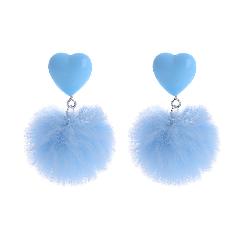 Wholesale Fur Ball Love Resin Earrings